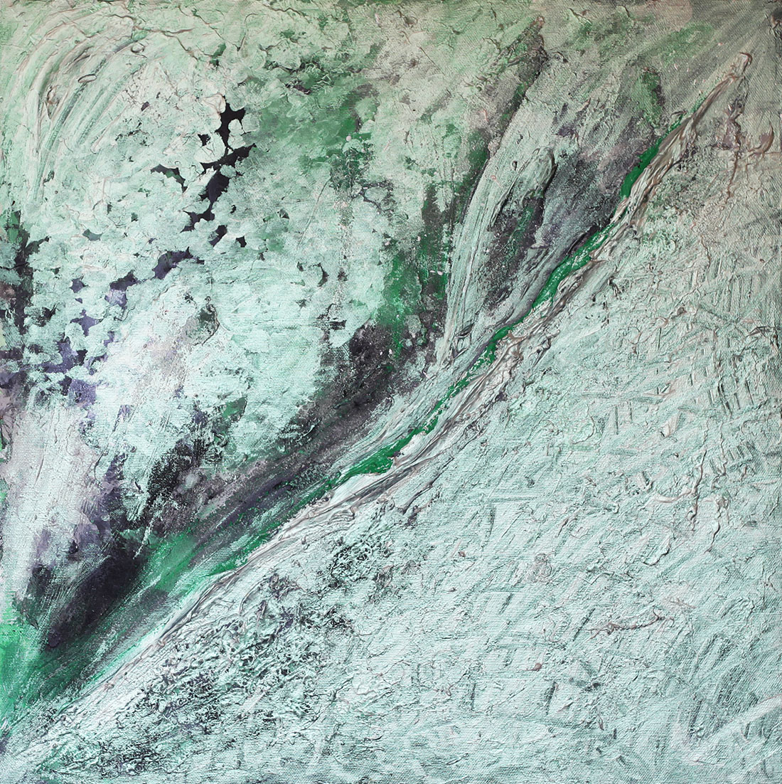 dispersione n.°5 - 1990 - acrylic and natural powder on canvas - 50x50cm.