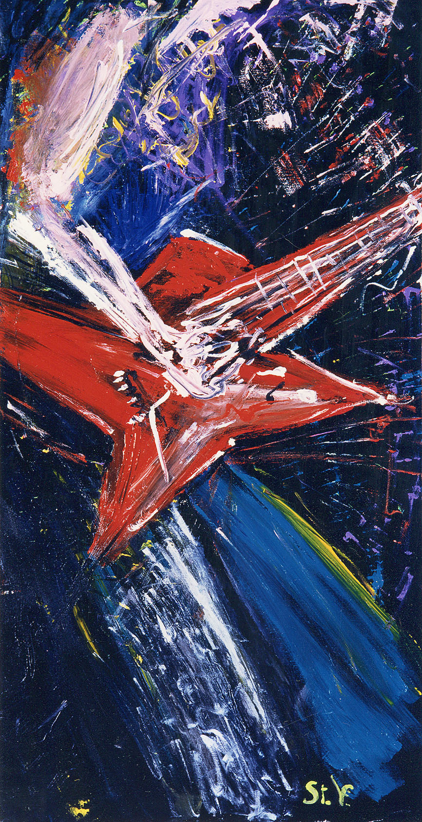 RED GUITAR - 1993 - 60x120cm. - arcylic on canvas