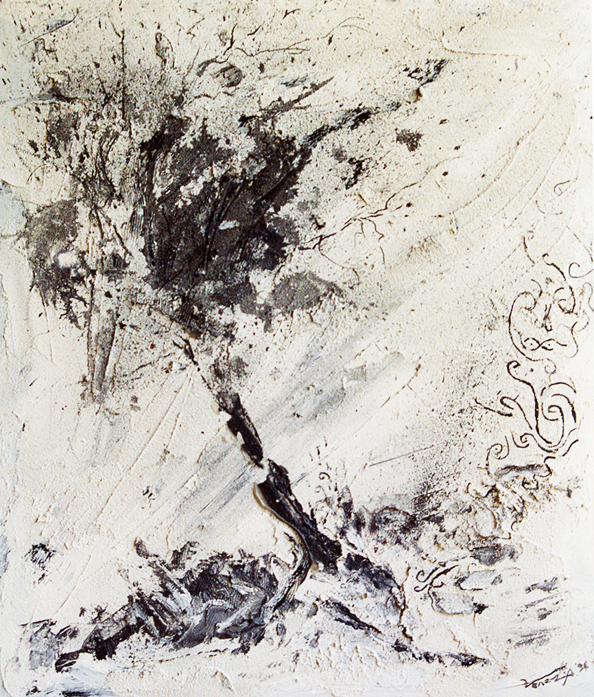 presenza - 1994 - 50x60cm. - pumice, indian ink and acrylic on canvas