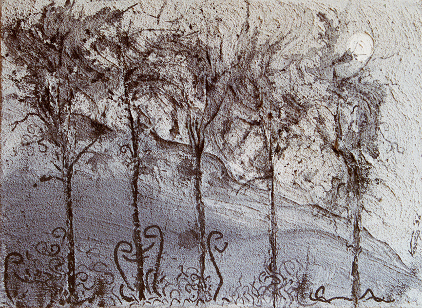 viale - 1994 - 30x40cm. - pumice, indian ink and acrylic on canvas