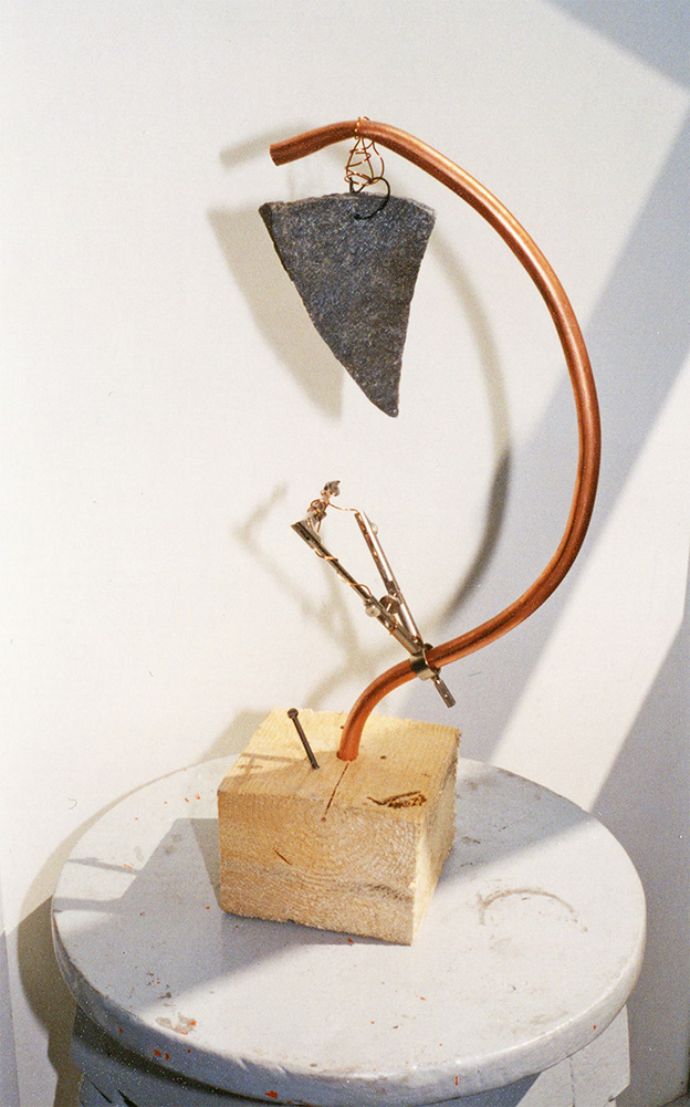 orafo - 1994 - wood, copper, compass, stone - 20x40cm.