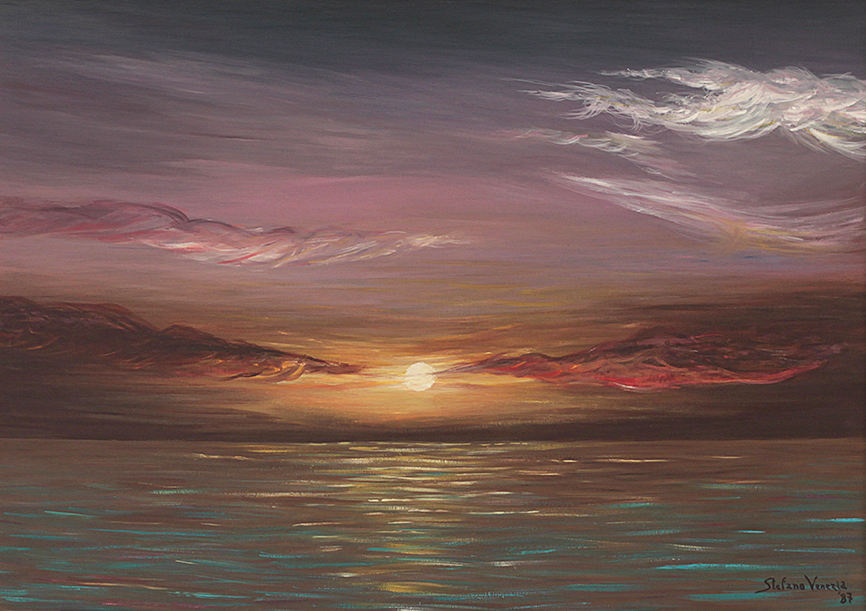 nubi di sera - 1987 - 70x50 cm. - olio su tela